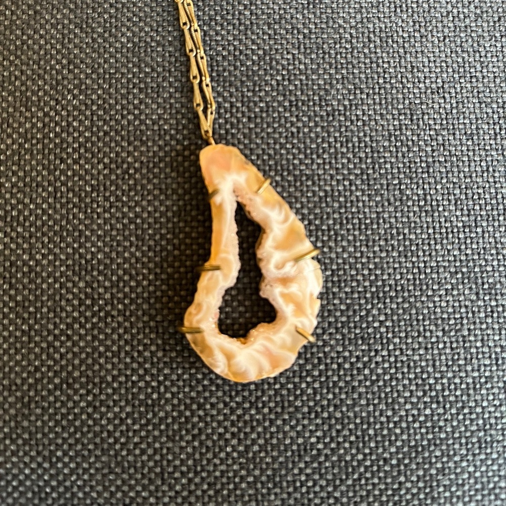 Emilie Shapiro Long Brass Geode Slice Necklace
